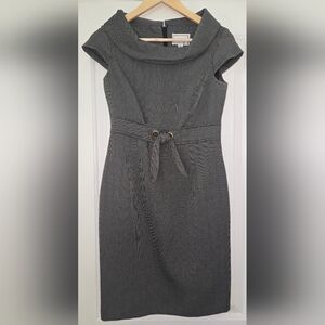 NWOT Karin Stevens Petites Gray Cowl Neck Belted Dress Size 6P